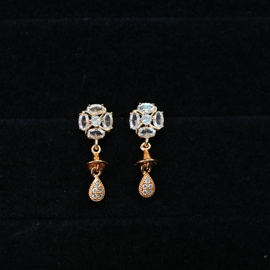 Crystal Lotus Drop Earrings