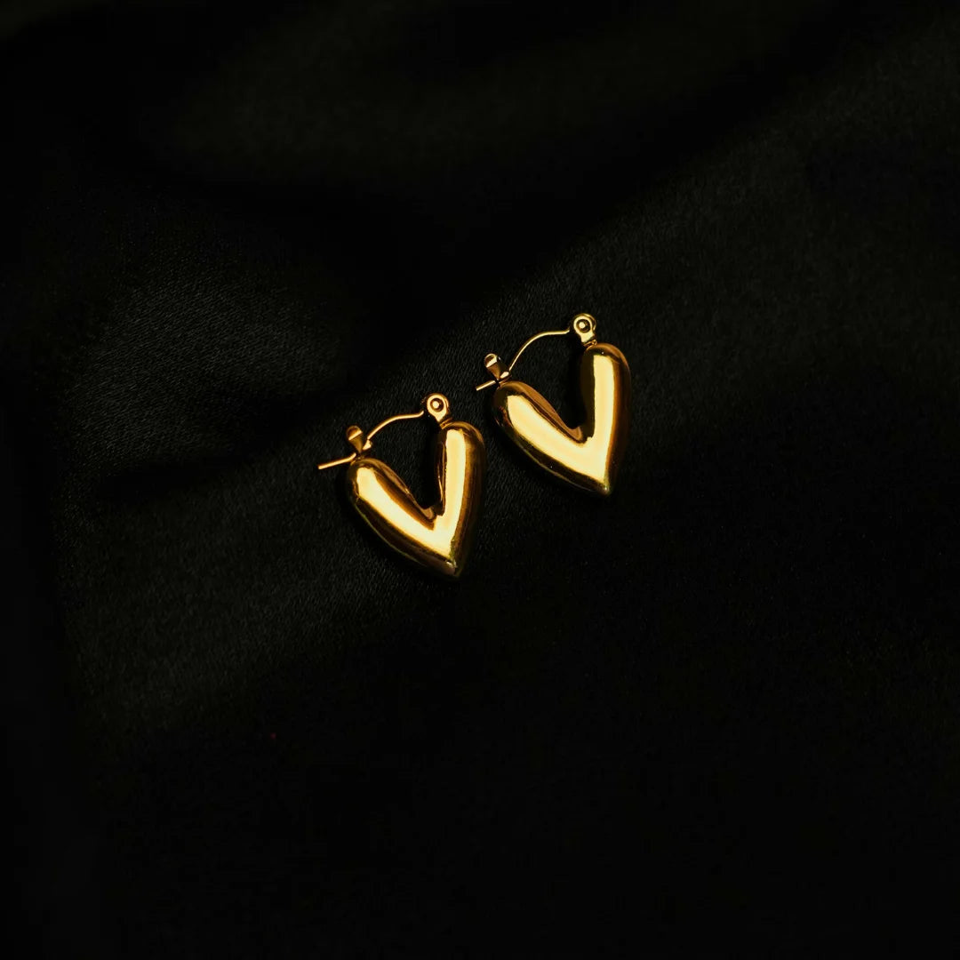 Golden Heart Hoop Earrings