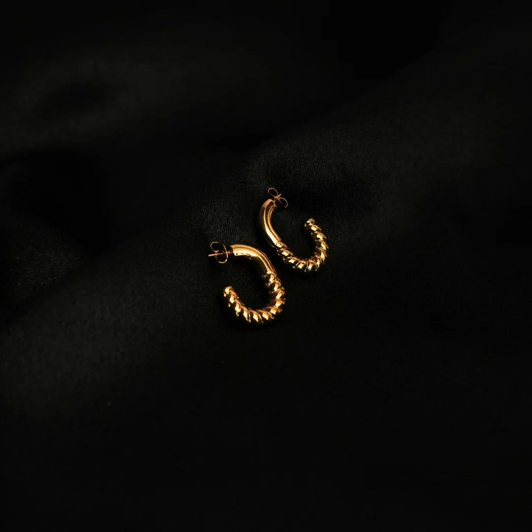 Golden Spiral Hoop Earrings