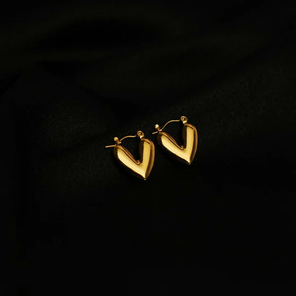 Golden Heart Hoop Earrings