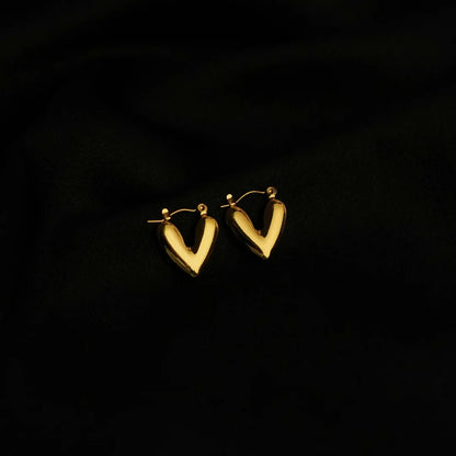 Golden Heart Hoop Earrings
