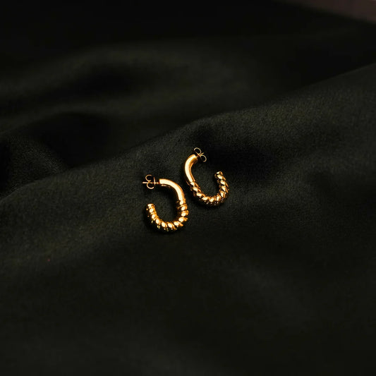 Golden Spiral Hoop Earrings